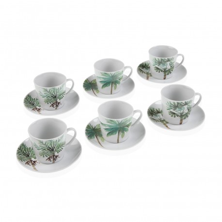 6 TEA CUPS SET W/ PLATE LEAVES