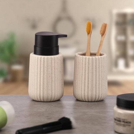 BEIGE VERTICAL LINES SOAP DISPENSER