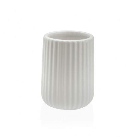 WHITE VERTICAL LINES TOOTHBRUSH HOLDER