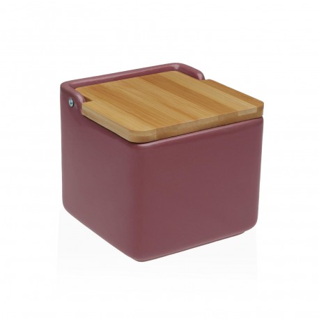 BURGUNDY BAMBOO LID SALT BOWL