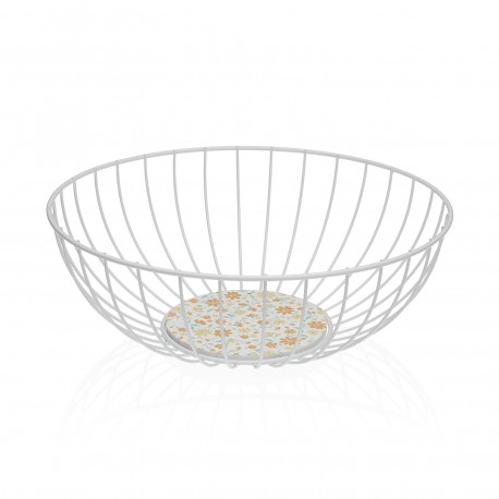 WHITE METAL BASKET CLIVIA
