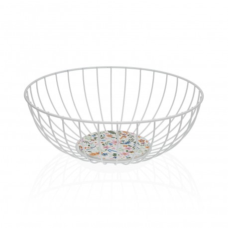 WHITE METAL BASKET FLOWERS
