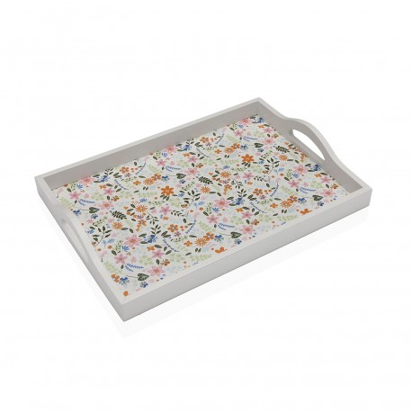 WOODEN TRAY FLOWERS 34 X 24