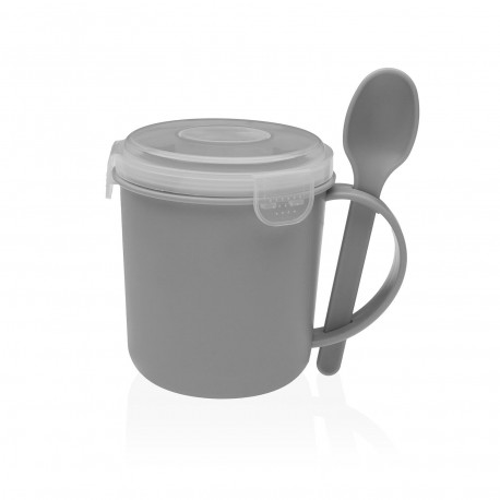 GREY MUG WITH SPOON