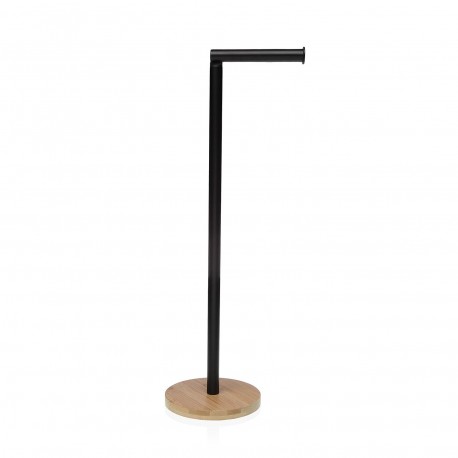BLACK ROLL HOLDER W/ BAMBOO BASE