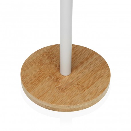 WHITE ROLL HOLDER W/ BAMBOO BASE