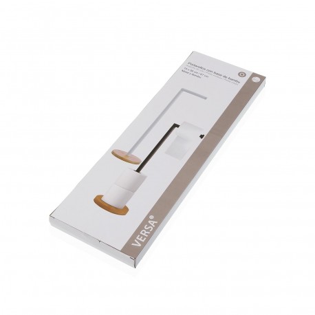 WHITE ROLL HOLDER W/ BAMBOO BASE