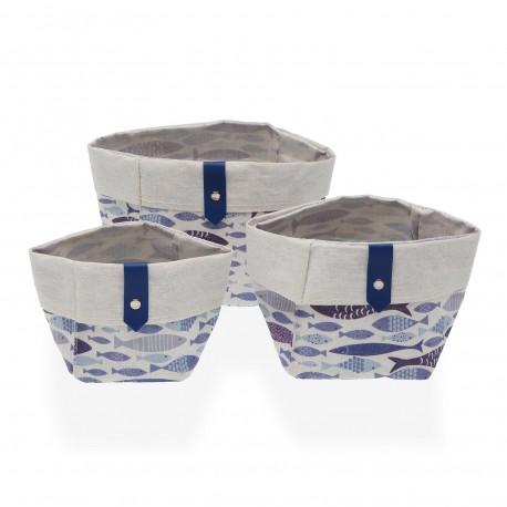 3 SQUARE BASKETS SET AQUA 2