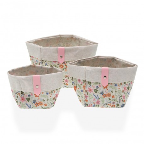 3 SQUARE BASKETS SET FLOWERS
