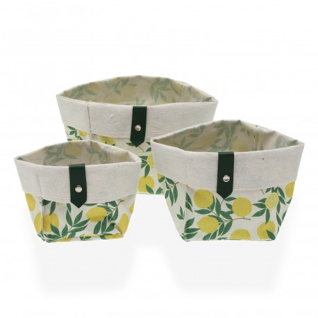 3 SQUARE BASKETS SET LEMONS