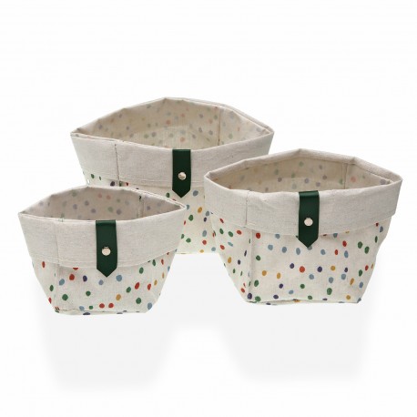 3 SQUARE BASKETS SET DOTTY