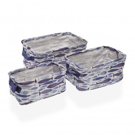 3 RECTANGULAR BASKETS SET AQUA 2