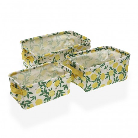3 RECTANGULAR BASKETS SET LEMONS