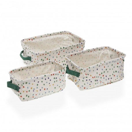 3 RECTANGULAR BASKETS SET DOTTY