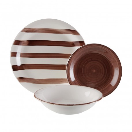 18-PIECE LIGIA BROWN DINNER SET