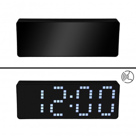 BLACK DIGITAL ALARM CLOCK WHITE LIGHT