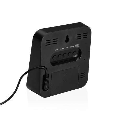 BLACK DIGITAL ALARM CLOCK WHITE ORANGE LIGHT