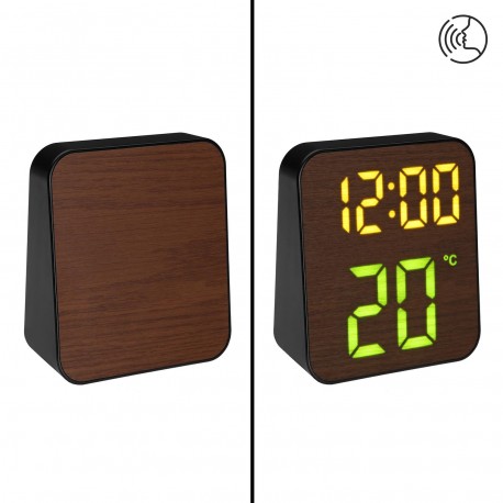 BLACK DIGITAL ALARM CLOCK WHITE GREEN LIGHT