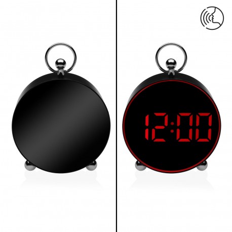 BLACK DIGITAL ALARM CLOCK RED LIGHT