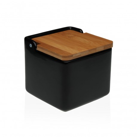 BLACK BAMBOO LID SALT BOWL