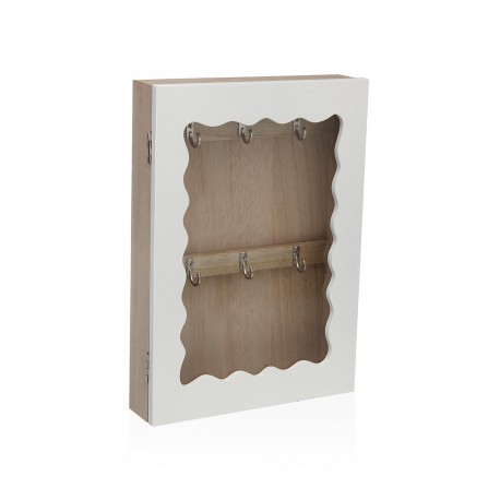 WHITE WAVY WOODEN KEY BOX