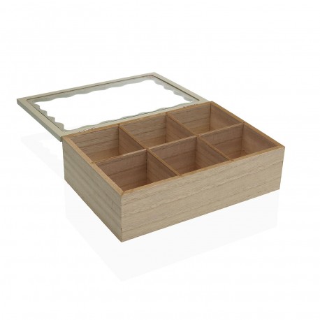 WHITE WAVY WOODEN TEA BOX