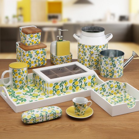 3 RECTANGULAR BASKETS SET LEMONS