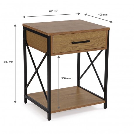 DARK 1-DRAWER HERMI NIGHTSTAND