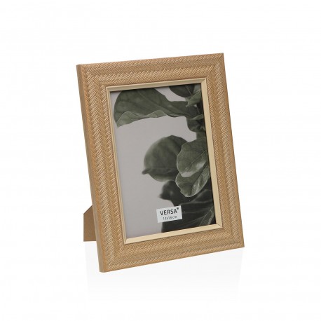 BROWN PHOTO FRAME WITH CREAM DETAIL 13 X 18
