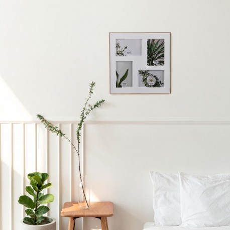 WHITE PHOTO FRAME WITH 4 HOLES 9 X 14