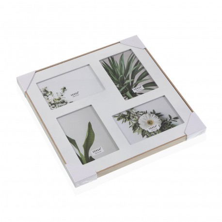 WHITE PHOTO FRAME WITH 4 HOLES 9 X 14