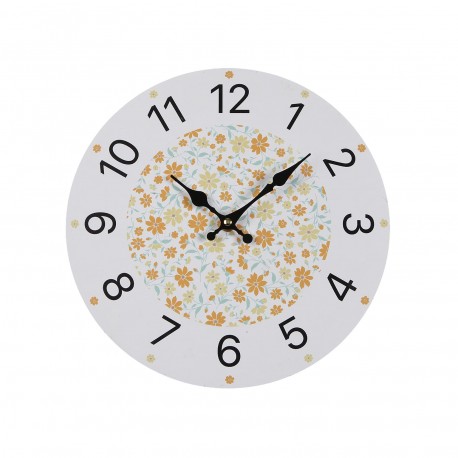 SMALL ORANGE FLOWER WALL CLOCK 29CM