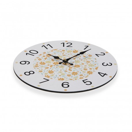 SMALL ORANGE FLOWER WALL CLOCK 29CM