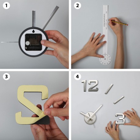 SILVER FINISHING STICKER CLOCK