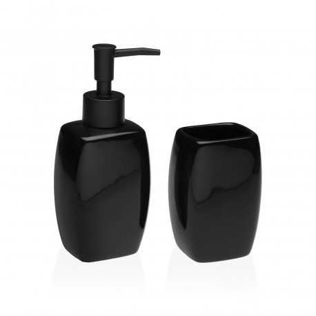 BLACK SOAP DISH AND TOOTHBRUSH HOLDER SET