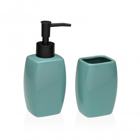 TURQUOISE SOAP DISH AND TOOTHBRUSH HOLDER SET