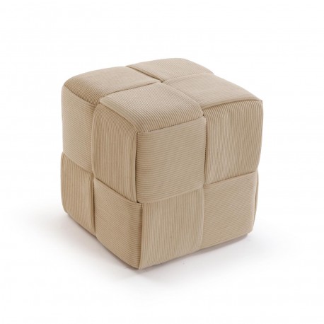 SQUARE CREAM CORDUROY PUFF