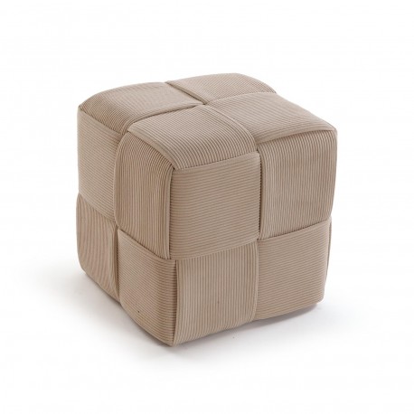SQUARE BEIGE CORDUROY PUFF