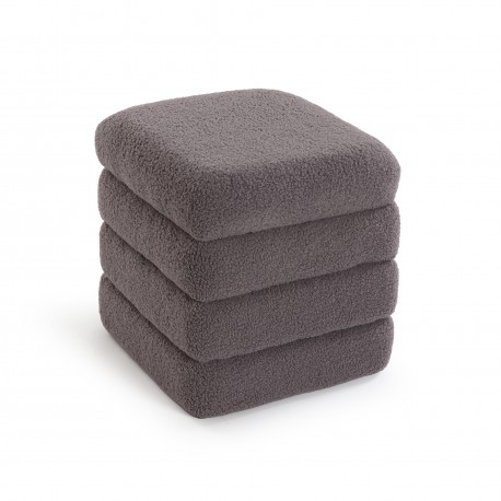 SQUARE GREY TEDDY PUFF