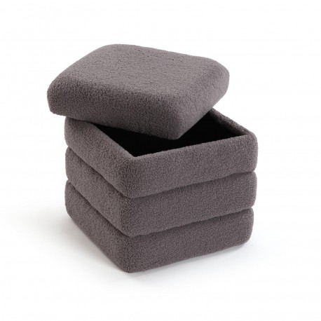 SQUARE GREY TEDDY PUFF