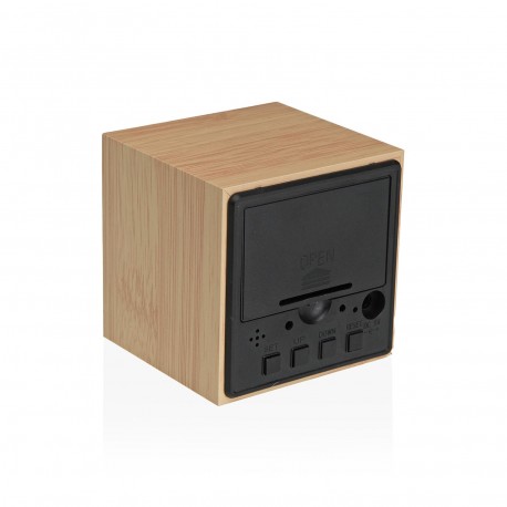 SQUARE WOODEN CLOCK WITH LED