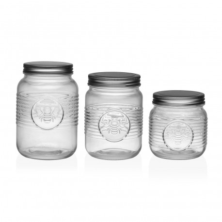 GLASS JAR WITH LID, BEE DESIGN, 1500ML