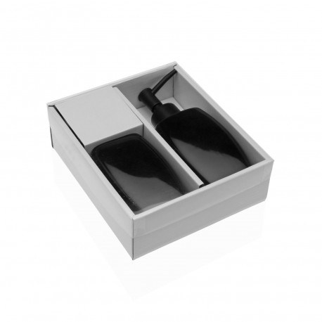 BLACK SOAP DISH AND TOOTHBRUSH HOLDER SET