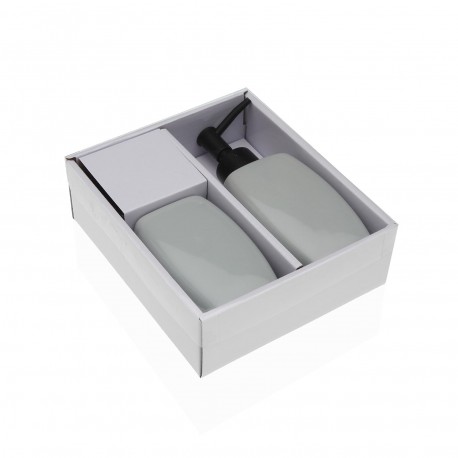 GREY SOAP DISH AND TOOTHBRUSH HOLDER SET