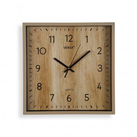 SQUARE WOODEN EFFECT WALL CLOCK 30.8CM