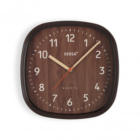 SQUARE DARK WOOD WALL CLOCK 31CM