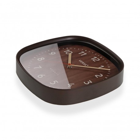 SQUARE DARK WOOD WALL CLOCK 31CM