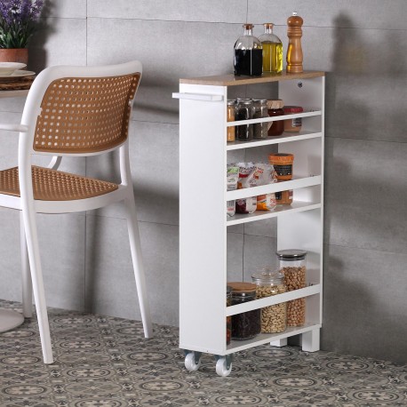 WHITE 3-SHELF WHEELED TROLLEY