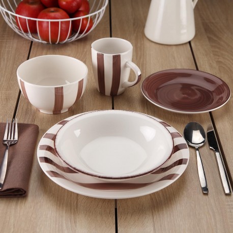 18-PIECE LIGIA BROWN DINNER SET