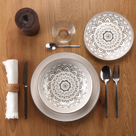 18-PIECE GREY MOSAIC DINNER SET